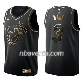 Camiseta Hombre Miami Heat Dwyane Wade 3 Nike Negro Golden Edition Swingman